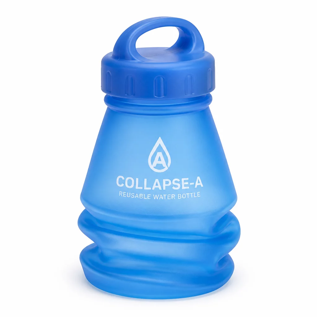 COLLAPSE-A Reusable Water Bottle in translucent silicone