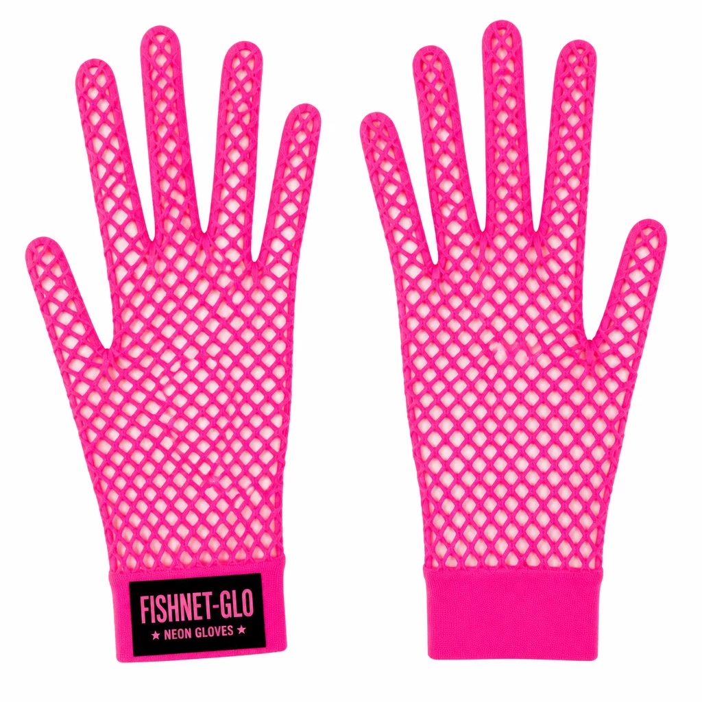 FISHNET-GLO Neon Gloves in vibrant pink mesh