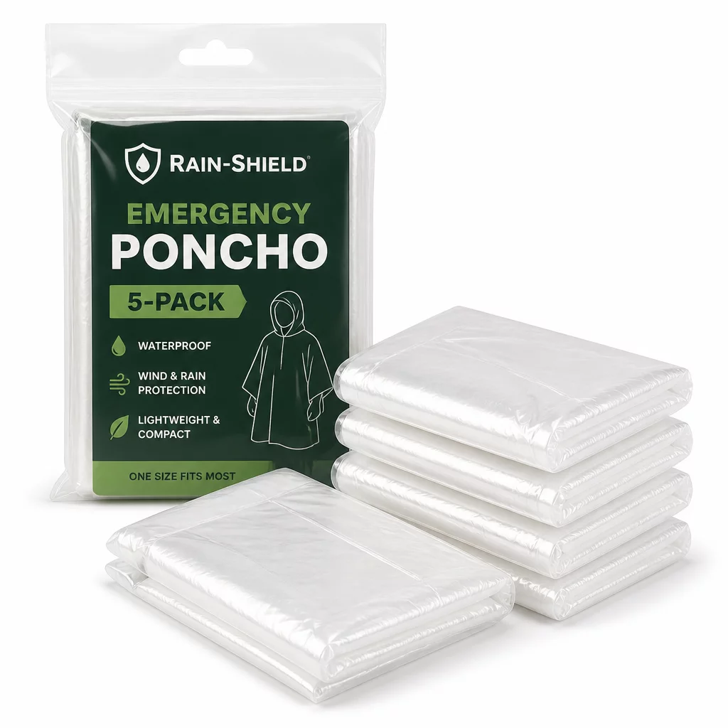 RAIN-SHIELD Emergency Poncho 5-Pack