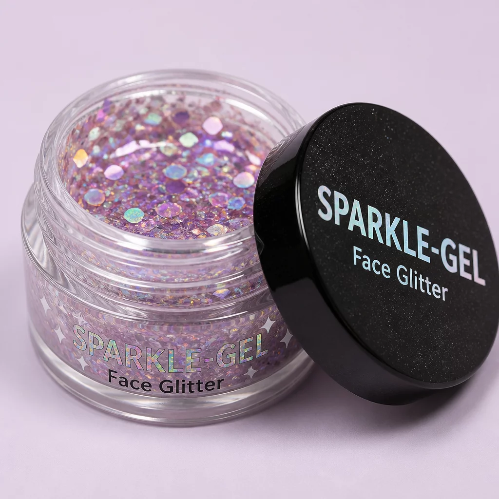 SPARKLE-GEL Face Glitter jar with holographic flecks
